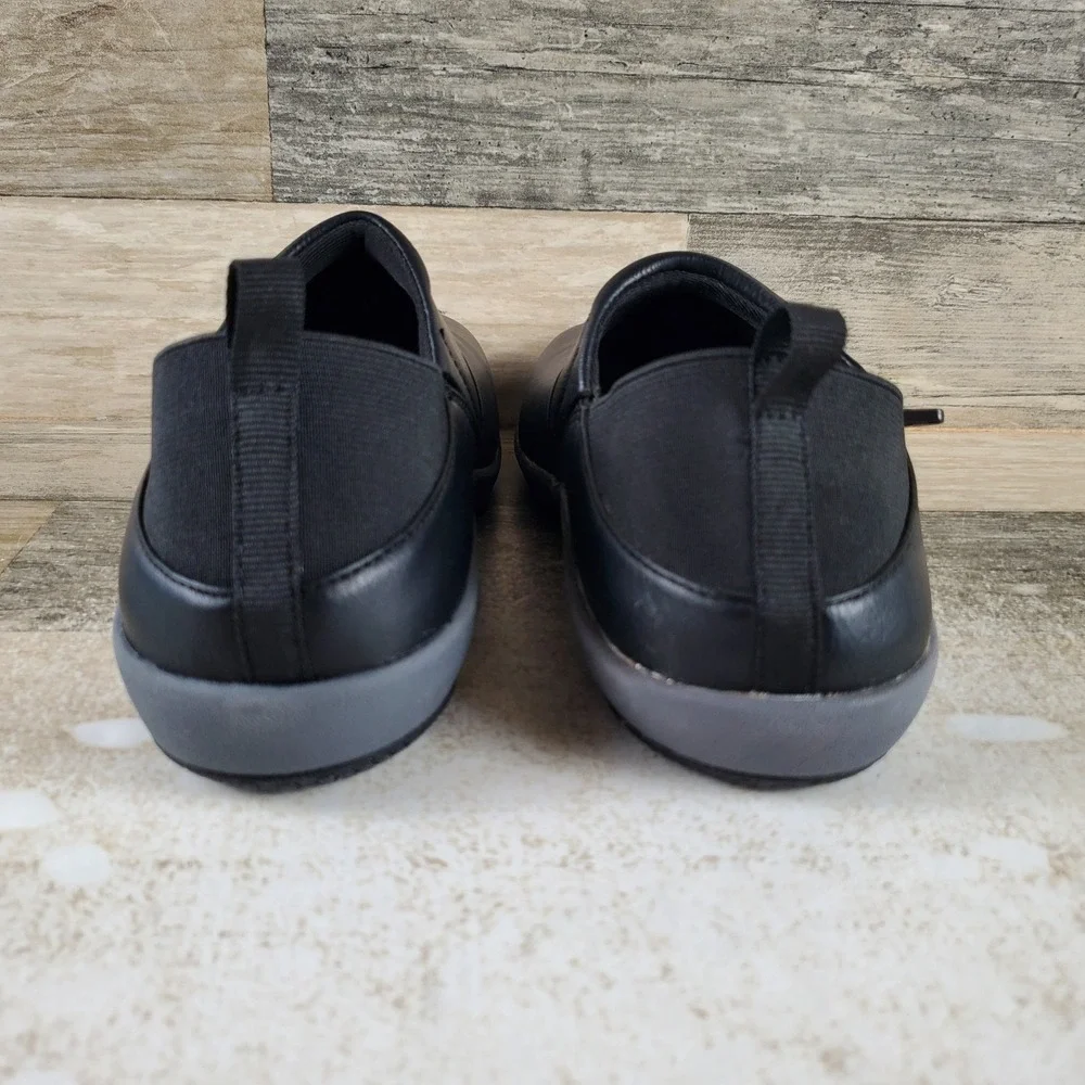 Spenco Brooklyn Convertible Women Shoe Sz 6 B Black Leather Elastic Gore Slip On